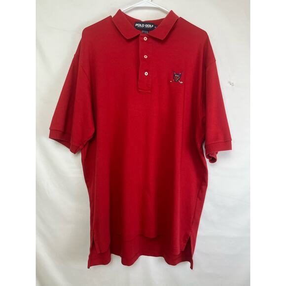 Polo Golf by Ralph Lauren Men's Size XL Red Short Sleeve 3 Button Shirt Logo - Picture 1 of 6
